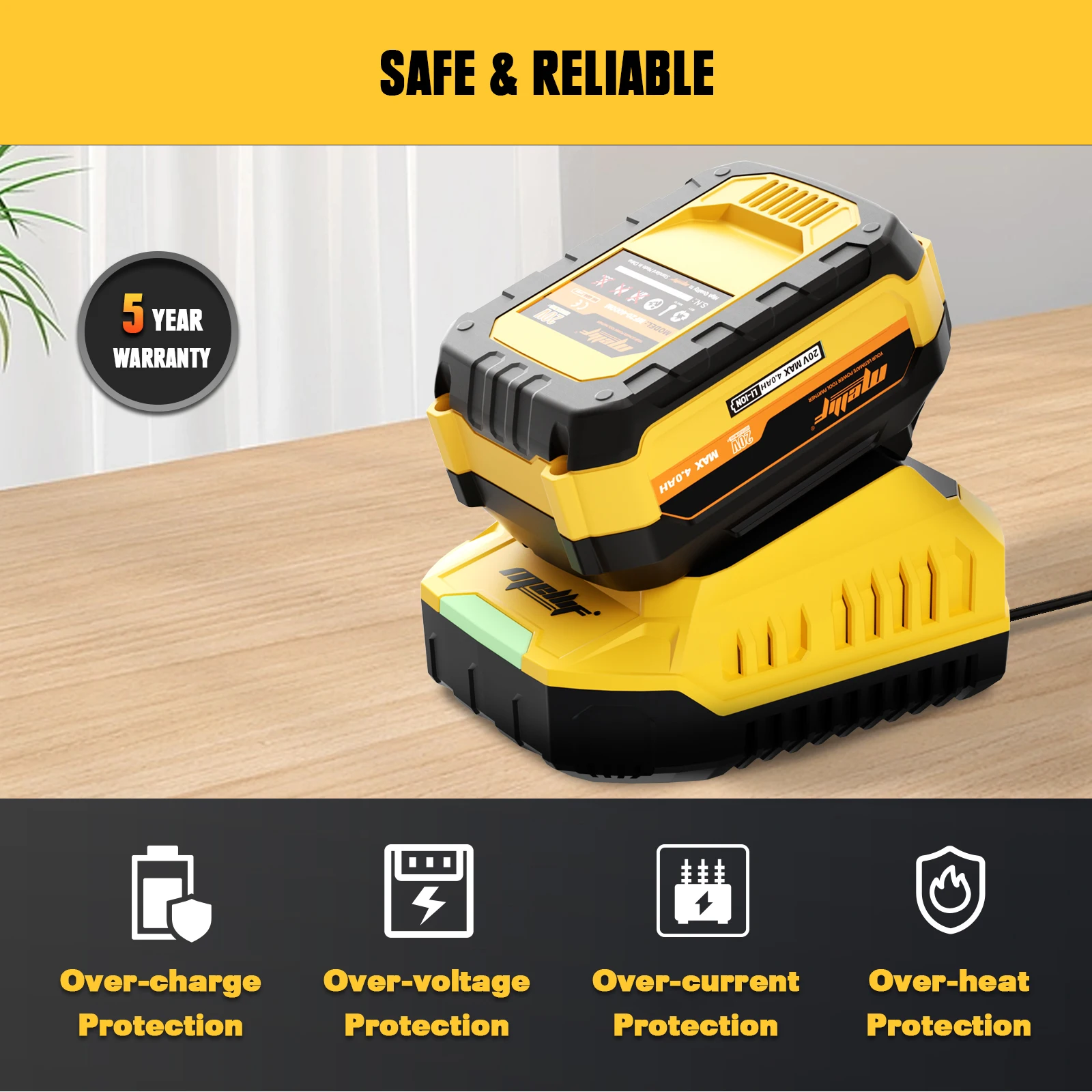 Mellif 20V Battery and Charger Kit, Compatible with Dewalt 20V Max Cordless Power Tools
Mellif 20V Battery and Charger Kit, Compatible with Dewalt 20V Max Cordless Power Tools