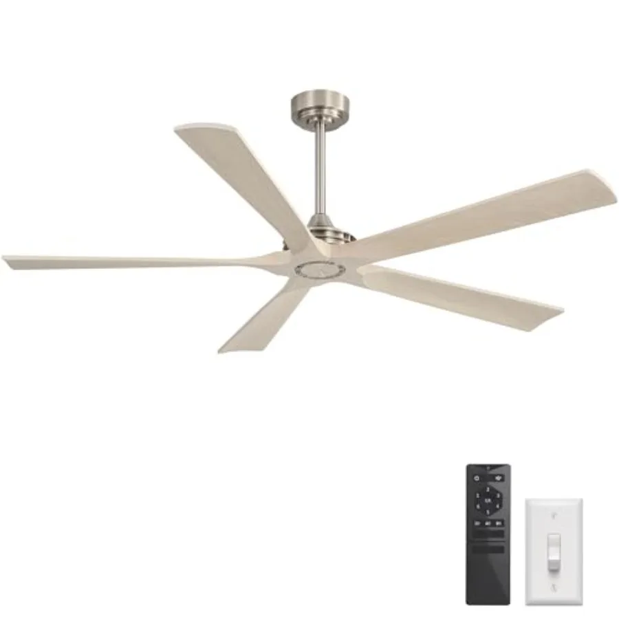 60 Inch Ceiling Fan without Light - 5 Carved Solid Wood Blades, 6-Speed Reversible DC Motor, Noiseless Remote Control Ceiling F
60 Inch Ceiling Fan without Light - 5 Carved Solid Wood Blades, 6-Speed Reversible DC Motor, Noiseless Remote Control Ceiling F