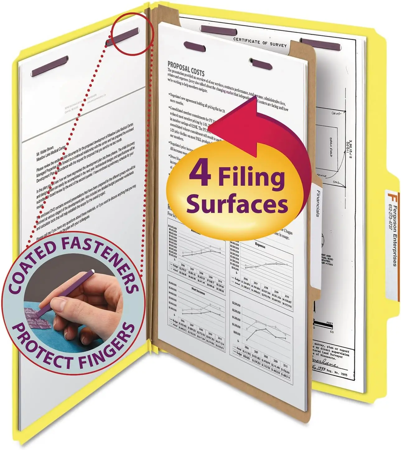Legal Size File Folder, 2" Expansion, Yellow, 10 Pack, with SafeSHIELD Fasteners & Divider
Legal Size File Folder, 2" Expansion, Yellow, 10 Pack, with SafeSHIELD Fasteners & Divider