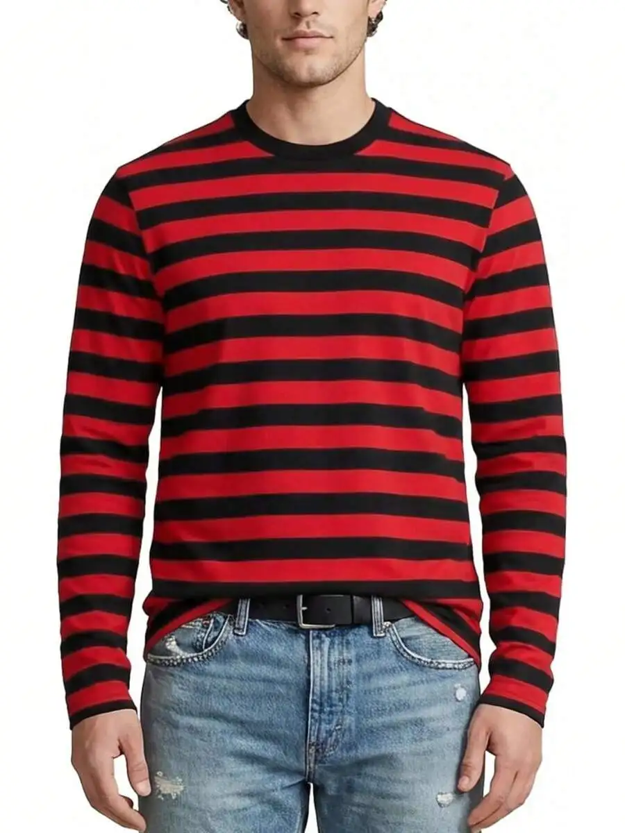 Mens Casual Cotton Spandex Striped Crew Neck Long Sleeve T-Shirt
Mens Casual Cotton Spandex Striped Crew Neck Long Sleeve T-Shirt