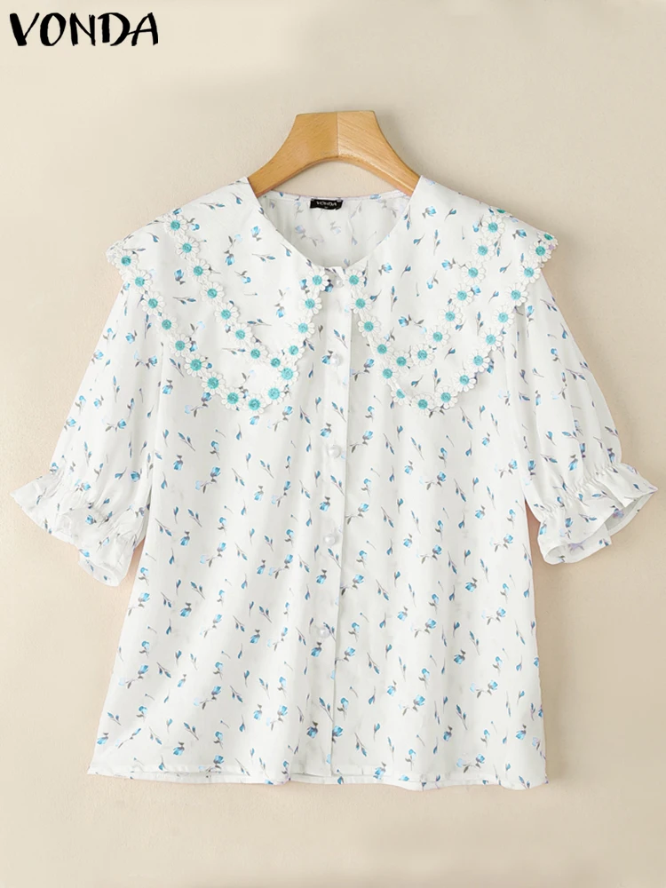 Floral Print Women Shirt Summer Short Sleeve Tops VONDA Fashion Lace Patchwork Blusas Streetwear Tops Tee Tunic Oversize
Floral Print Women Shirt Summer Short Sleeve Tops VONDA Fashion Lace Patchwork Blusas Streetwear Tops Tee Tunic Oversize
