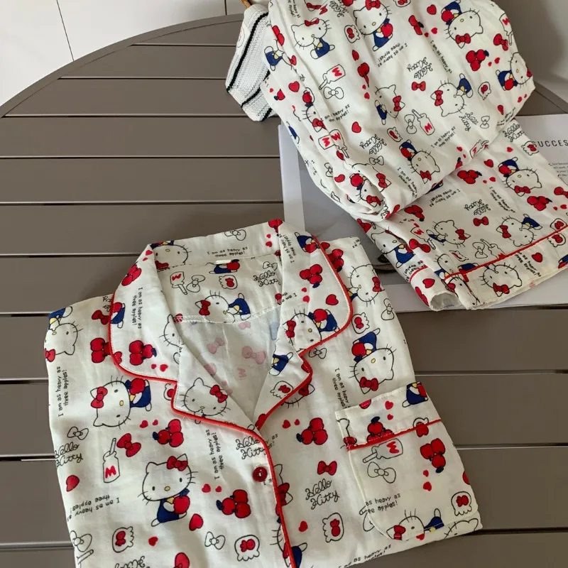 Hello Kitty All Cotton Sleepwear Women Cartoon High Looks Long Sleeved Pants Cute Girl Home Clothes Spring Autumn Sets Wholesale
Hello Kitty All Cotton Sleepwear Women Cartoon High Looks Long Sleeved Pants Cute Girl Home Clothes Spring Autumn Sets Wholesale
