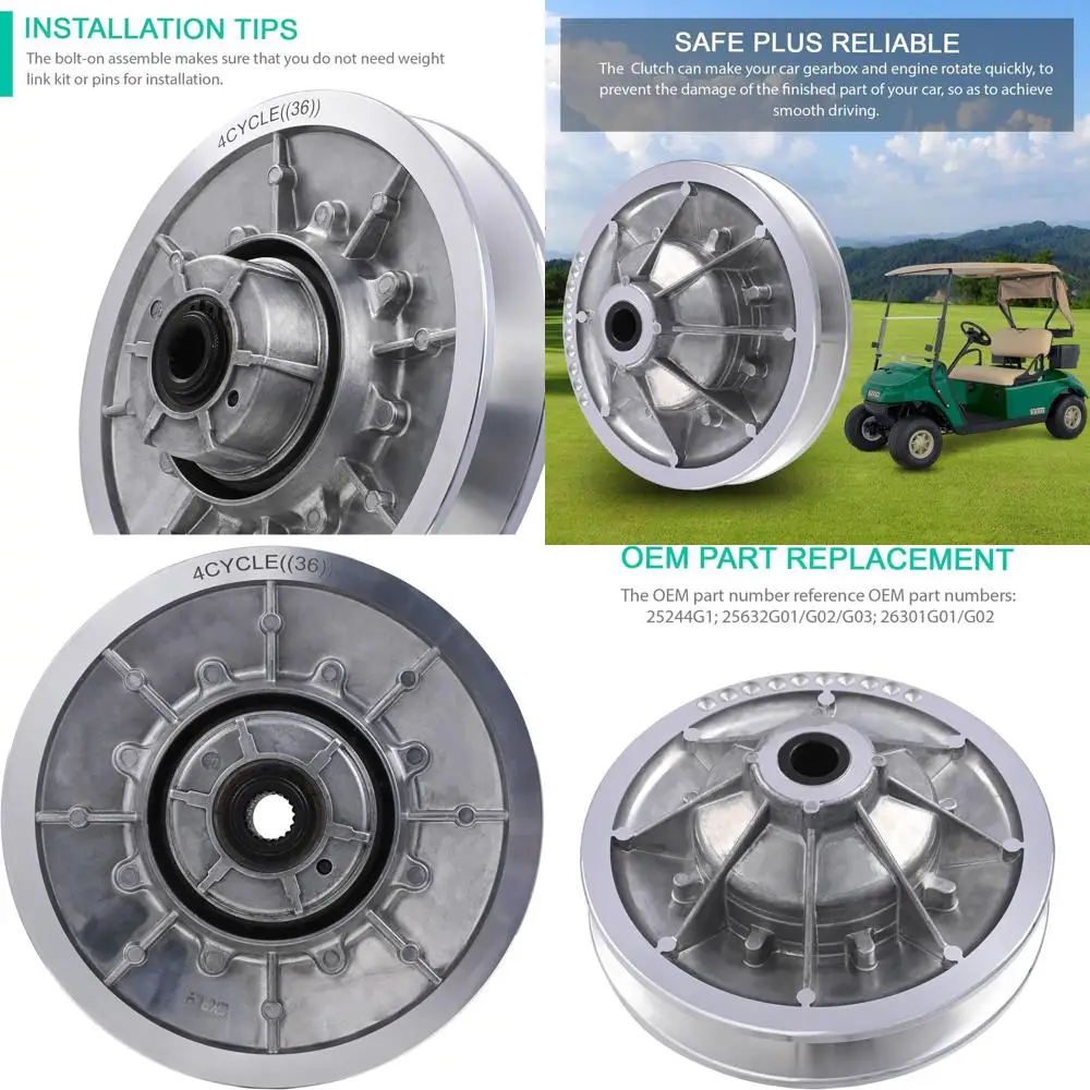 CXRCY Secondary Rear Driven Clutch for EZGO Gas Golf Cart,36 Degree High Torque Clutch fits E-Z-GO 4-Cycle 1991-2009, Replace OE
CXRCY Secondary Rear Driven Clutch for EZGO Gas Golf Cart,36 Degree High Torque Clutch fits E-Z-GO 4-Cycle 1991-2009, Replace OE