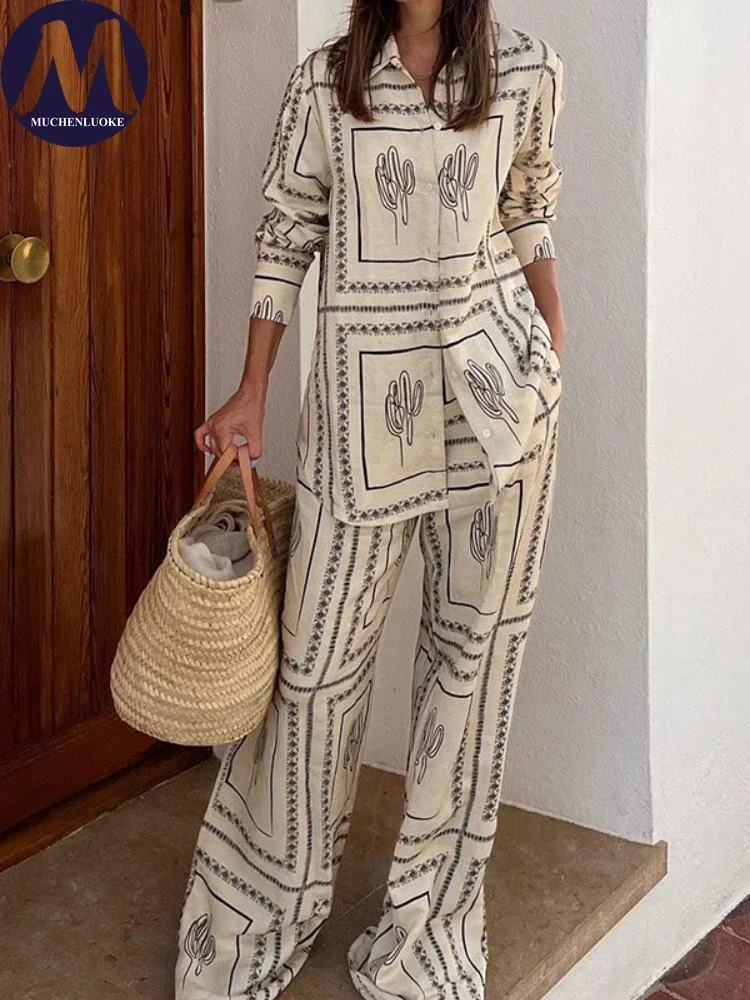 Long Sleeve Shirt and Wide Leg Pant Set for Women Casual Tops Loose Suits High Waisted Printed Summer Fashion New 2 Pieces
Long Sleeve Shirt and Wide Leg Pant Set for Women Casual Tops Loose Suits High Waisted Printed Summer Fashion New 2 Pieces