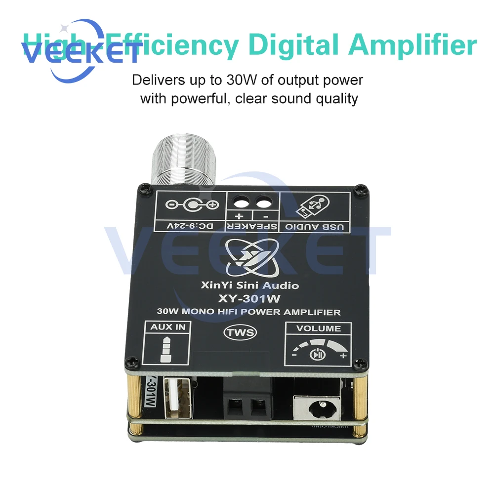 XY-301W 30W Bluetooth Digital Audio Amplifier Board TWS True Wireless Stereo Sound with Bluetooth 5.2 AUX USB Lossless Decoding
XY-301W 30W Bluetooth Digital Audio Amplifier Board TWS True Wireless Stereo Sound with Bluetooth 5.2 AUX USB Lossless Decoding