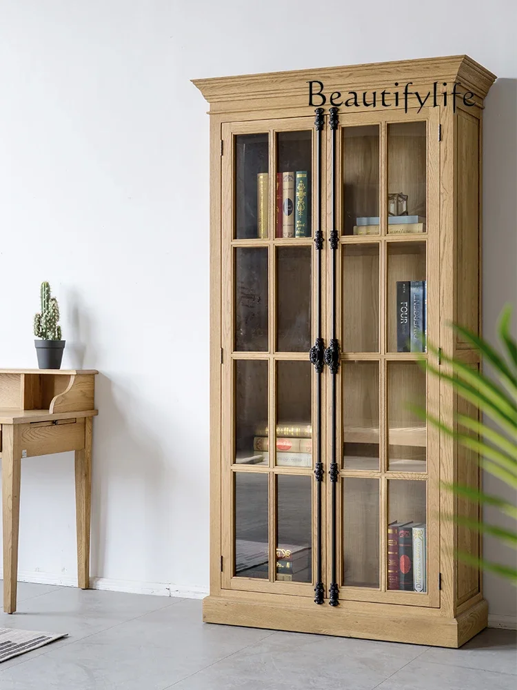 BJ American Country Oak Old Solid Wood Heaven And Earth Lock Bookcase European Bookshelf Display Cabinet Locker
BJ American Country Oak Old Solid Wood Heaven And Earth Lock Bookcase European Bookshelf Display Cabinet Locker