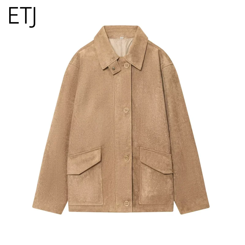 ETJ 2025 осенне-зимняя новая женская замшевая замшевая текстурированная куртка Marad, свободная куртка, комбинезон, повседневная куртка с большим карманом
ETJ 2025 осенне-зимняя новая женская замшевая замшевая текстурированная куртка Marad, свободная куртка, комбинезон, повседневная куртка с большим карманом