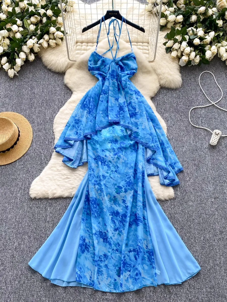 Foamlina пляжный отдых Tie Dye платье с лямкой на шее женское летнее платье с рюшами дизайн фея красивый синий принт макси морское платье праздник
Foamlina пляжный отдых Tie Dye платье с лямкой на шее женское летнее платье с рюшами дизайн фея красивый синий принт макси морское платье праздник