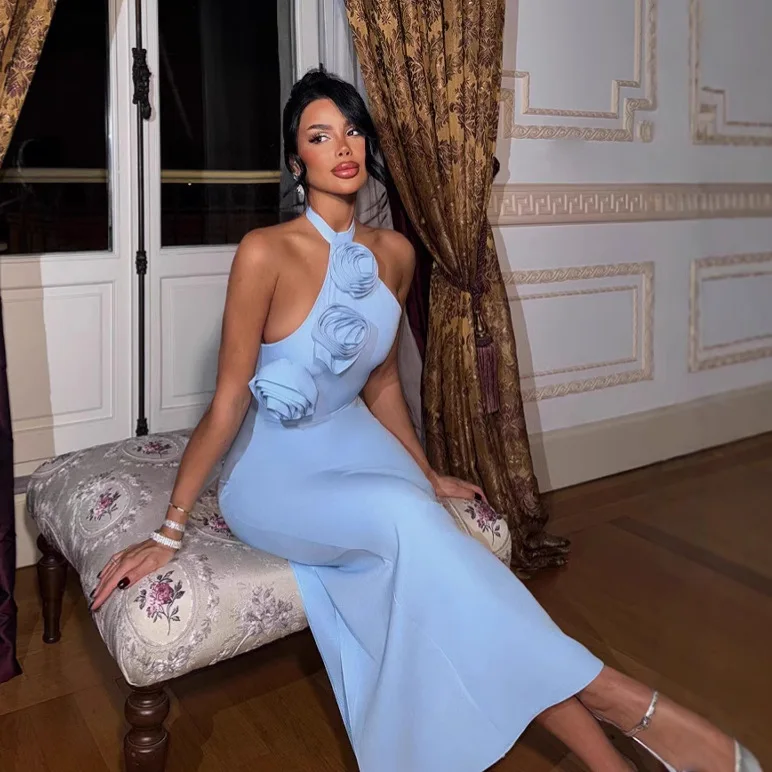 Women's 3D Floral Asymmetric Design Halter Sleeveless Prom Dress Off-shoulder Backless Split Long Dresses Elegant Evening Gowns
Women's 3D Floral Asymmetric Design Halter Sleeveless Prom Dress Off-shoulder Backless Split Long Dresses Elegant Evening Gowns