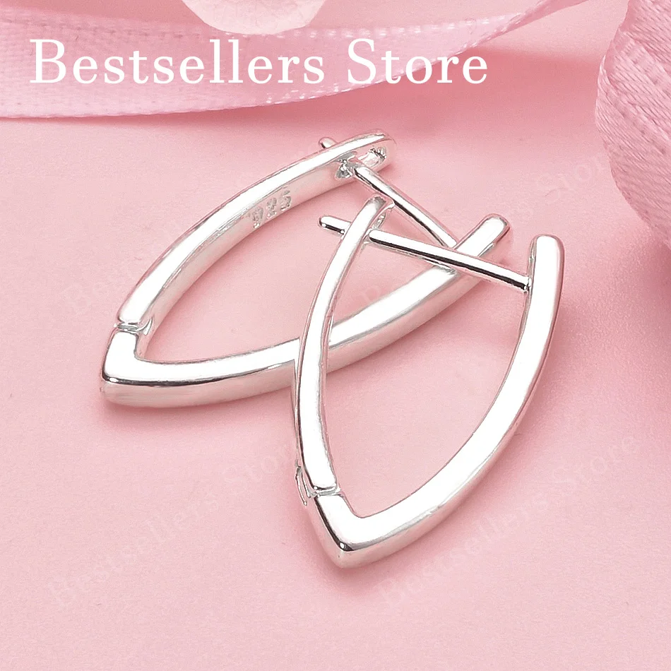925 Sterling Silver 20MM Exquisite V-shaped Earrings for Women Fashion Party Favors Jewelry Wedding Accessories
925 Sterling Silver 20MM Exquisite V-shaped Earrings for Women Fashion Party Favors Jewelry Wedding Accessories