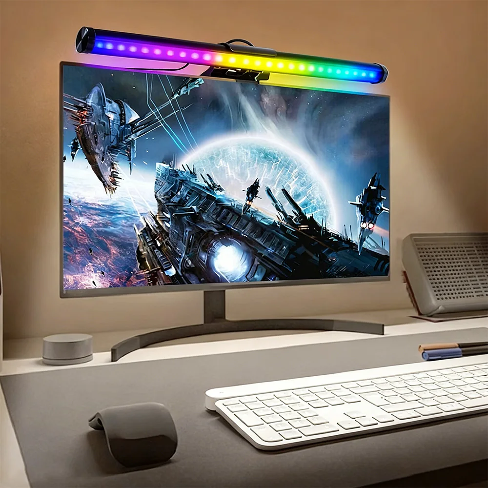 Светодиодный светильник RGB для монитора, подвесной светильник для экрана монитора, бесступенчатая регулировка яркости, рабочая игра, обучающий светильник, RGB атмосферная лампа
Светодиодный светильник RGB для монитора, подвесной светильник для экрана монитора, бесступенчатая регулировка яркости, рабочая игра, обучающий светильник, RGB атмосферная лампа