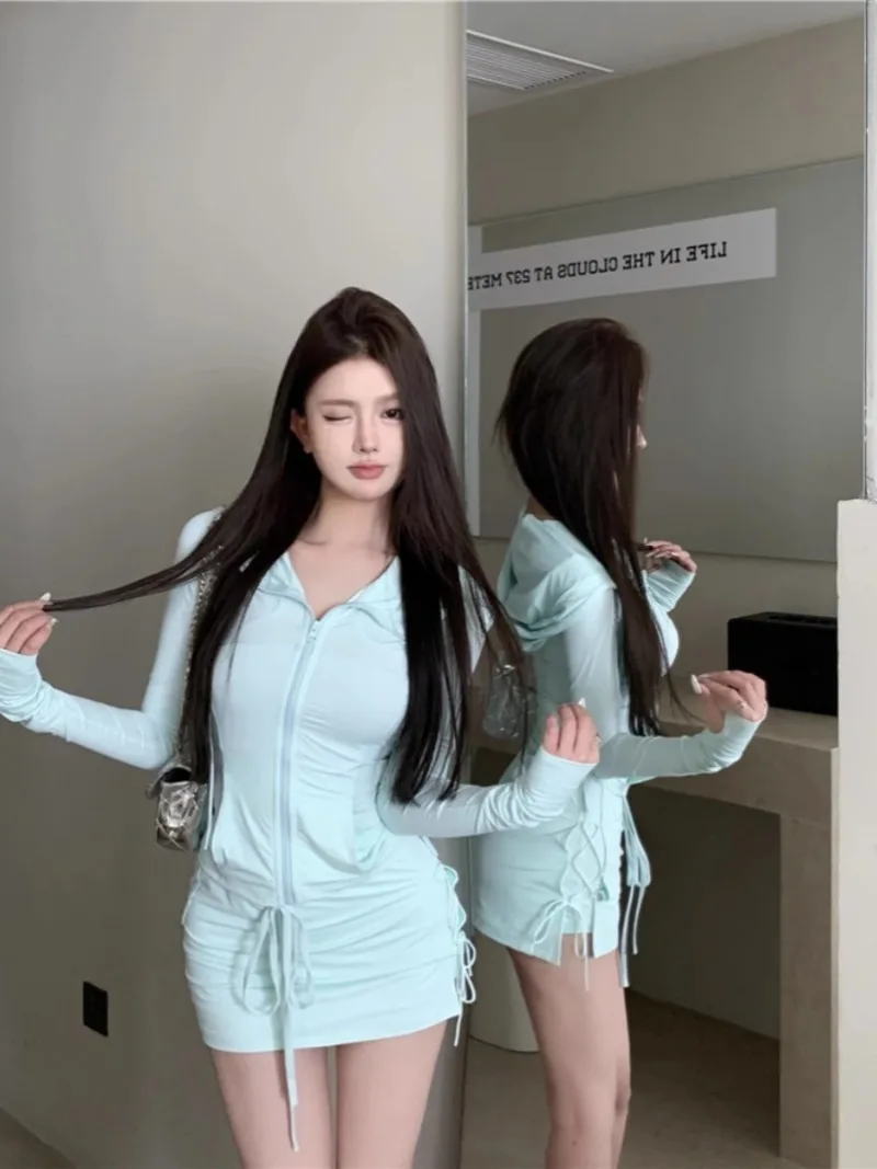 Sweet Hot Girl Casual Suit Women's Summer Thin Long-sleeved Coat Lace-up Wrap Hip Skirt Two-piece Set Fashion Female Clothes
Sweet Hot Girl Casual Suit Women's Summer Thin Long-sleeved Coat Lace-up Wrap Hip Skirt Two-piece Set Fashion Female Clothes