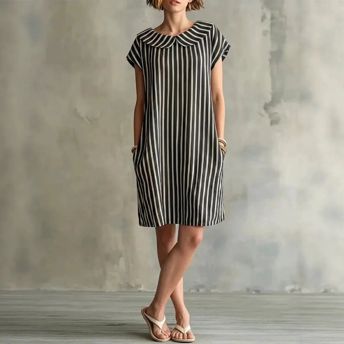 Summer Woman Dress Elegant Women's Striped Dresses Sleeveless High Waist Straight Cut Knee Length Midi Dress with Pocket Detail
Summer Woman Dress Elegant Women's Striped Dresses Sleeveless High Waist Straight Cut Knee Length Midi Dress with Pocket Detail