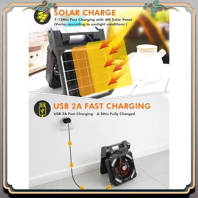 Durable Solar Powered Fan Camping With LED Light, Portable Camping Fan With Solar Panel, Rechargeable Tent Camp Fan
Durable Solar Powered Fan Camping With LED Light, Portable Camping Fan With Solar Panel, Rechargeable Tent Camp Fan