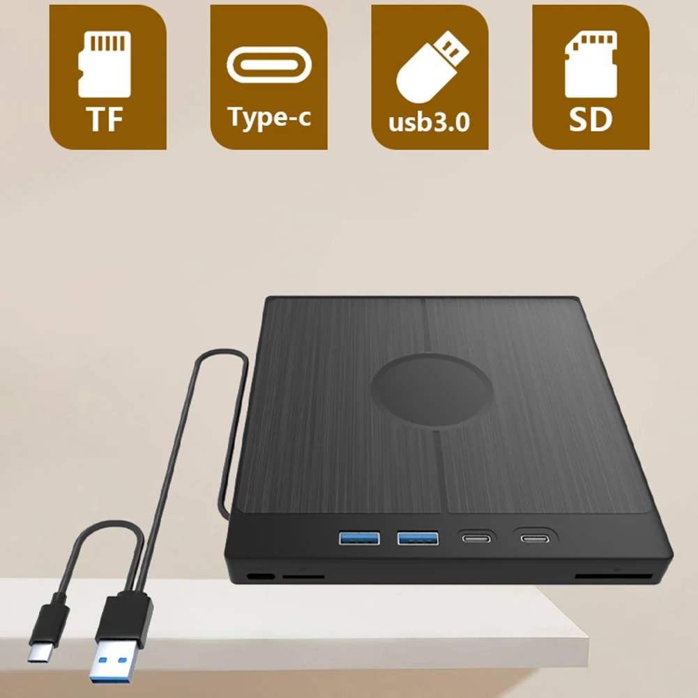 Внешний привод CD/DVD 7 в 1, DVD-плеер с 2 портами USB/Type-C, USB 3.0, портативная записывающая машина для компакт-дисков/DVD, 1 слотами для карт TF/SD, оптические привода
Внешний привод CD/DVD 7 в 1, DVD-плеер с 2 портами USB/Type-C, USB 3.0, портативная записывающая машина для компакт-дисков/DVD, 1 слотами для карт TF/SD, оптические привода