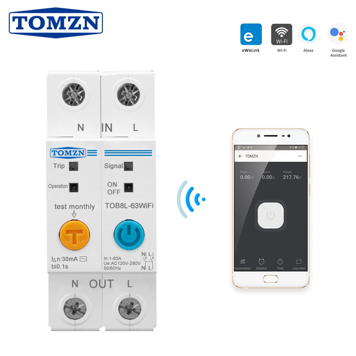 63A Ewelink Single Phase WIFI Smart Energy Meter Kwh Metering Monitoring Circuit Breaker Timer Relay with Leakage Protection
63A Ewelink Single Phase WIFI Smart Energy Meter Kwh Metering Monitoring Circuit Breaker Timer Relay with Leakage Protection