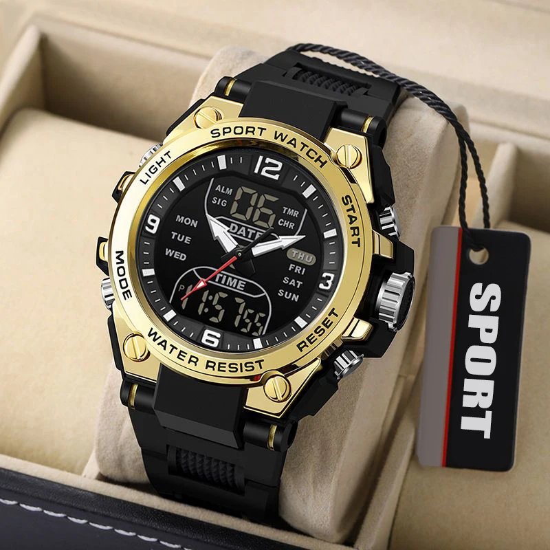 Модные мужские наручные часы, модные многофункциональные молодежные спортивные часы, электронные часы с двойным дисплеем
Модные мужские наручные часы, модные многофункциональные молодежные спортивные часы, электронные часы с двойным дисплеем