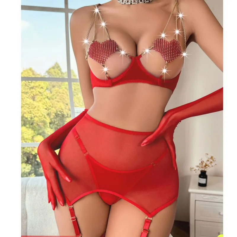 Sexy Open Chest Love Chain Shiny Hollow Sexy Perspective Mesh Bobysuit For Women Solid Color Gauze Tight Rompers Women's 2TA0
Sexy Open Chest Love Chain Shiny Hollow Sexy Perspective Mesh Bobysuit For Women Solid Color Gauze Tight Rompers Women's 2TA0