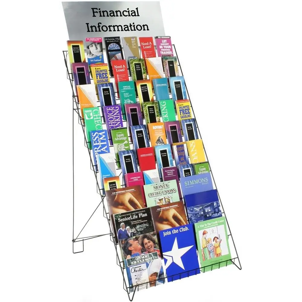 Wire Display Rack or Books, Magazines and CDs, 29"w loor-standing ixture with 10 Display Tiers (Black)
Wire Display Rack or Books, Magazines and CDs, 29"w loor-standing ixture with 10 Display Tiers (Black)