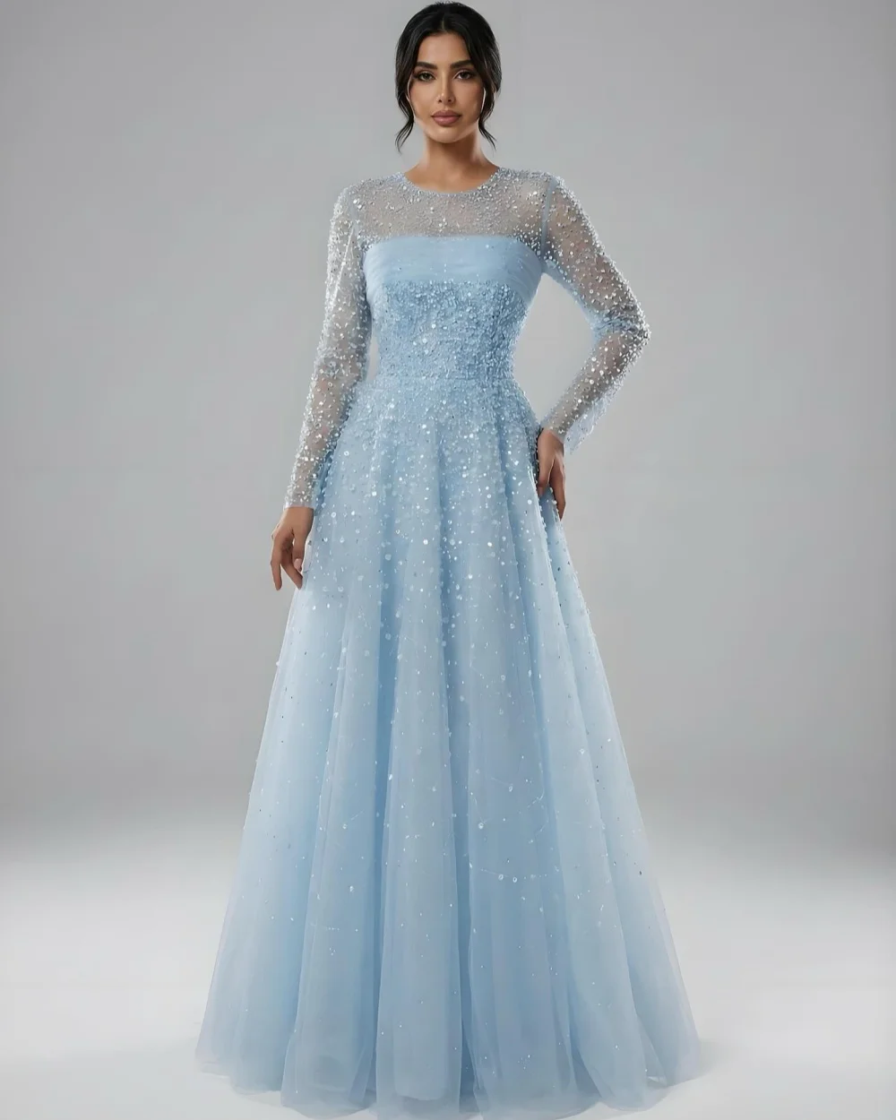 Customized Luxury Women Tulle Sequined Beading Evening Dresses Elegant O-Neck Long Sleeves Ruched A-line Prom Dresses Party Gown
Customized Luxury Women Tulle Sequined Beading Evening Dresses Elegant O-Neck Long Sleeves Ruched A-line Prom Dresses Party Gown