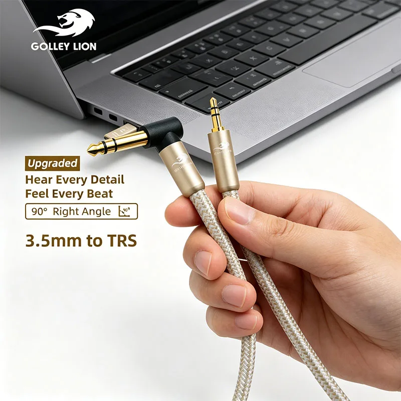 GOLLEY LION Straight 3.5mm to Right-Angle 6.35mm TRS Stereo Audio Cable, Sliver Plated Copper Conductor
GOLLEY LION Straight 3.5mm to Right-Angle 6.35mm TRS Stereo Audio Cable, Sliver Plated Copper Conductor