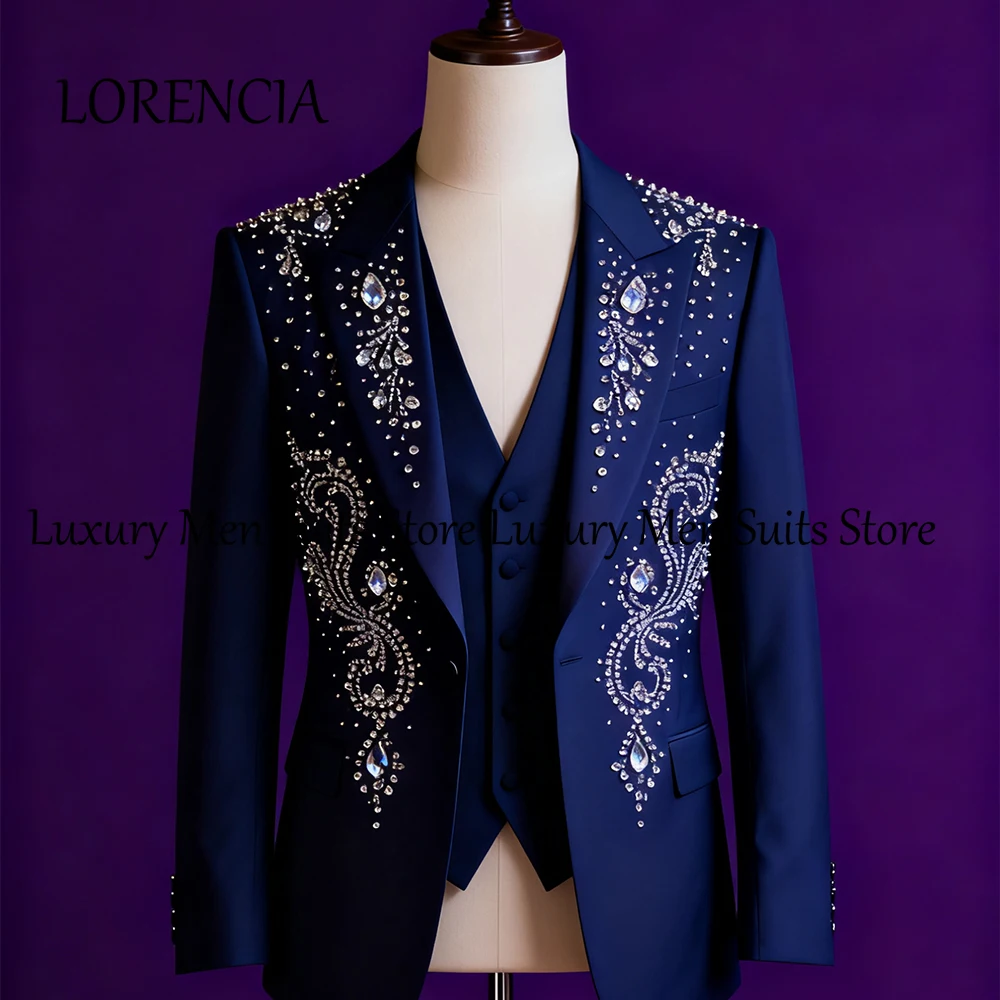 Glitter Crystal Suits for Men 2 Pcs Diamond Tuxedos Wedding Prom Party Outfits Customized Blazer Pants jaqueta masculina couro
Glitter Crystal Suits for Men 2 Pcs Diamond Tuxedos Wedding Prom Party Outfits Customized Blazer Pants jaqueta masculina couro