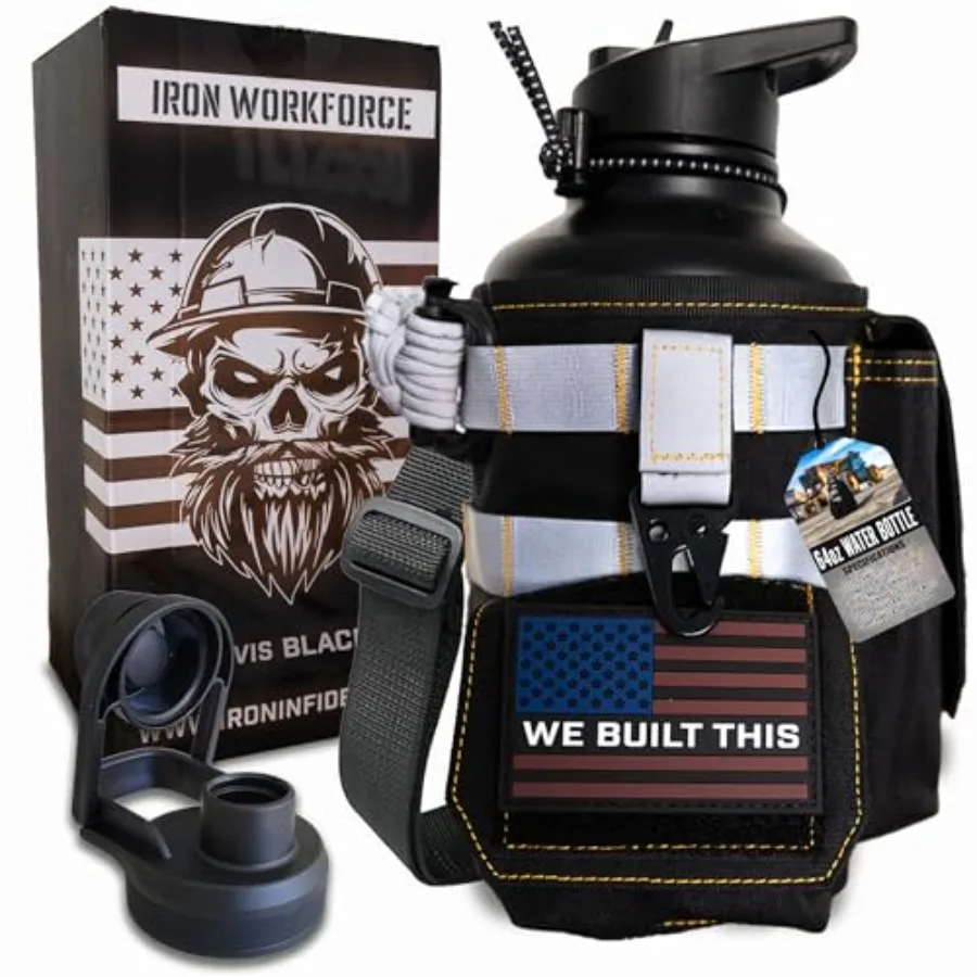 Workforce Water Bottle - 64 oz Insulated Stainless Steel Half Gallon Vacuum Water Jug Paracord Handle Removable Sleeve Large Th
Workforce Water Bottle - 64 oz Insulated Stainless Steel Half Gallon Vacuum Water Jug Paracord Handle Removable Sleeve Large Th