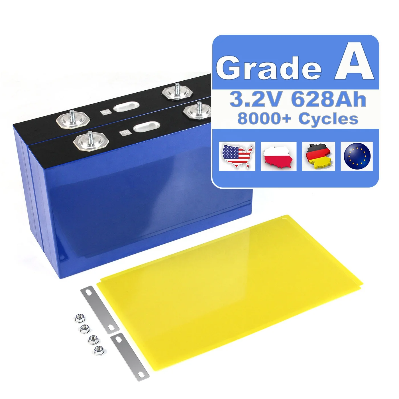 Romania Stock DDP -Free Original 3.2V MB56 628AH High Capacity Lithium-Ion Lifepo4 Cells For Solar Home Storage
Romania Stock DDP -Free Original 3.2V MB56 628AH High Capacity Lithium-Ion Lifepo4 Cells For Solar Home Storage