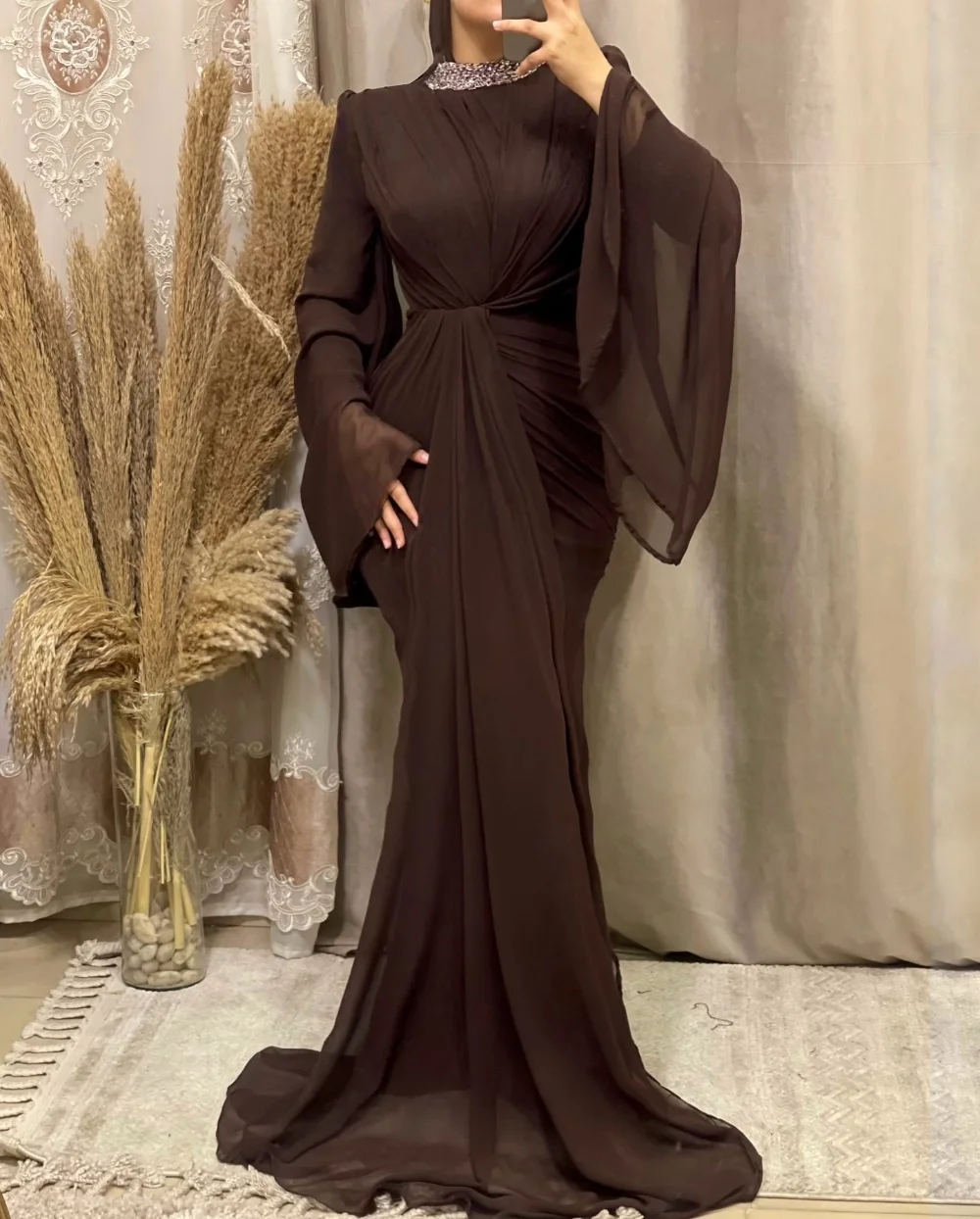 Customized Chiffon Pleat Sequined Mermaid High Collar Long Dresses Bespoke Occasion Evening Elegant Simple Matching
Customized Chiffon Pleat Sequined Mermaid High Collar Long Dresses Bespoke Occasion Evening Elegant Simple Matching