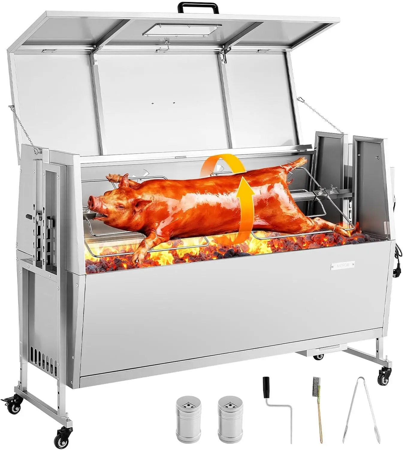 Rotisserie Grill, 52in BBQ Outdoor Pig & Lamb Spit Roaster, Charcoal Spit Roaster with 132 LBS Capacity, Wheels, 4-Level
Rotisserie Grill, 52in BBQ Outdoor Pig & Lamb Spit Roaster, Charcoal Spit Roaster with 132 LBS Capacity, Wheels, 4-Level