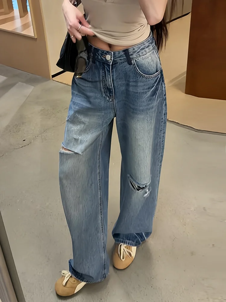 Retro American Design Hole Denim Jeans Women Summer New Spicy Girl Slimming Loose Floor-Length Pants High Waist Jeans
Retro American Design Hole Denim Jeans Women Summer New Spicy Girl Slimming Loose Floor-Length Pants High Waist Jeans