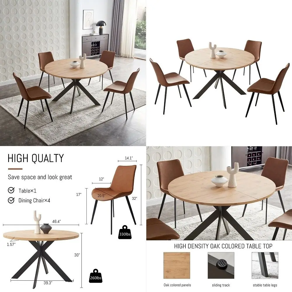46.4 Round Dining Table Set, Mid Century Modern Round Dining Table for 46 Person, w Steel Legs, Coffee Table for Kitchen Dining
46.4 Round Dining Table Set, Mid Century Modern Round Dining Table for 46 Person, w Steel Legs, Coffee Table for Kitchen Dining