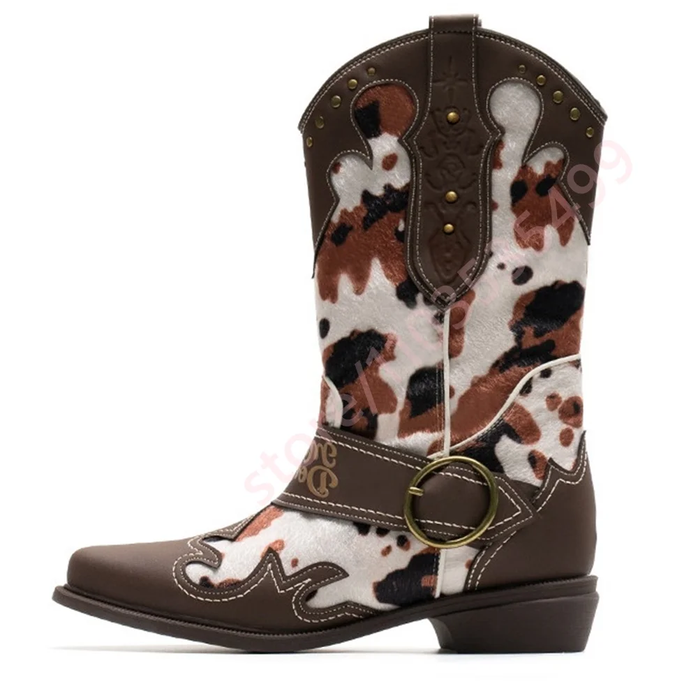 Женские коричневые ковбойские сапоги с коровьим принтом 2026, средней высоты, с вышивкой, в стиле вестерн, с ретро-пряжками, на массивном каблуке
Женские коричневые ковбойские сапоги с коровьим принтом 2026, средней высоты, с вышивкой, в стиле вестерн, с ретро-пряжками, на массивном каблуке