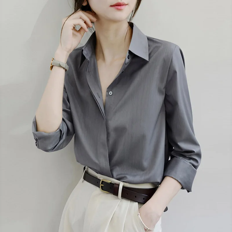 Spring Autumn Vintage Grey Loose Women's Blouse 2025 New Long Sleeve Single Breasted Korean Casual Office Lady Shirts Female
Spring Autumn Vintage Grey Loose Women's Blouse 2025 New Long Sleeve Single Breasted Korean Casual Office Lady Shirts Female