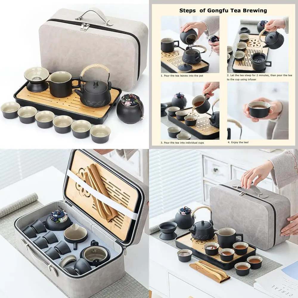 Portable Japanese Tea Set for Adults: Travel-Friendly with Teapot, Cups, Canister, Tray & Bag, Ideal for Home or Office Use
Portable Japanese Tea Set for Adults: Travel-Friendly with Teapot, Cups, Canister, Tray & Bag, Ideal for Home or Office Use