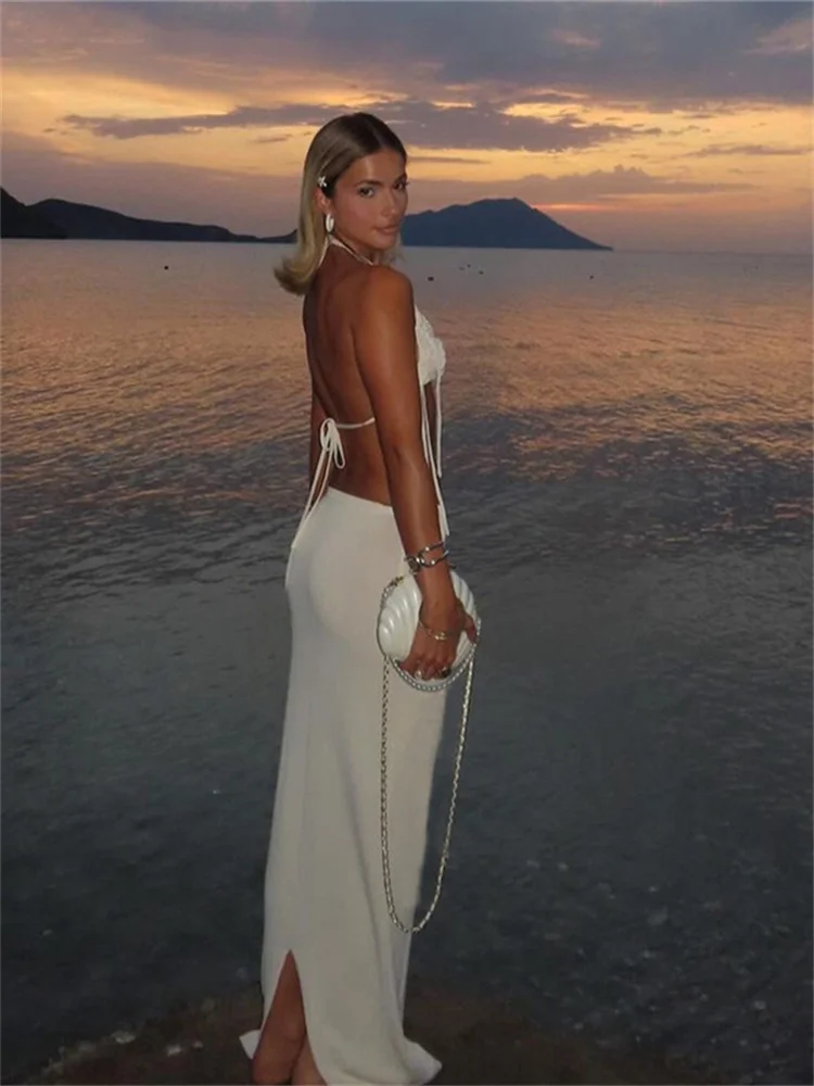 Macheda Crochet Applique 2 Piece Set Women Halter Tassel Camisole+Long Skirt Matching Vacation Trend Beach Party Elegant Outfits 
Macheda Crochet Applique 2 Piece Set Women Halter Tassel Camisole+Long Skirt Matching Vacation Trend Beach Party Elegant Outfits