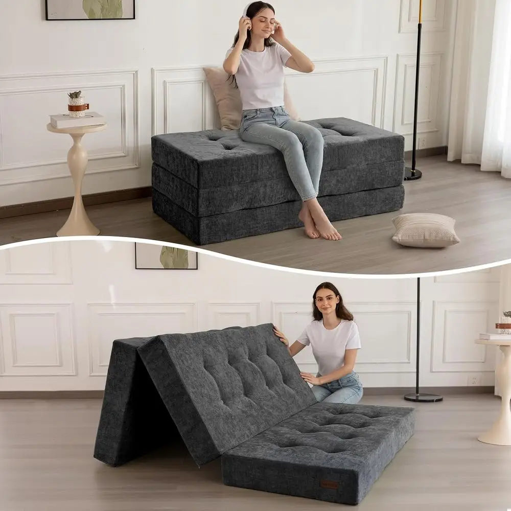 6" olding Soa Bed or loor, Tuted Tri-old loor Mattrwith Chenille abric, Twin Size Portable Soa Couch Gt Mat or Adults, oldable T
6" olding Soa Bed or loor, Tuted Tri-old loor Mattrwith Chenille abric, Twin Size Portable Soa Couch Gt Mat or Adults, oldable T