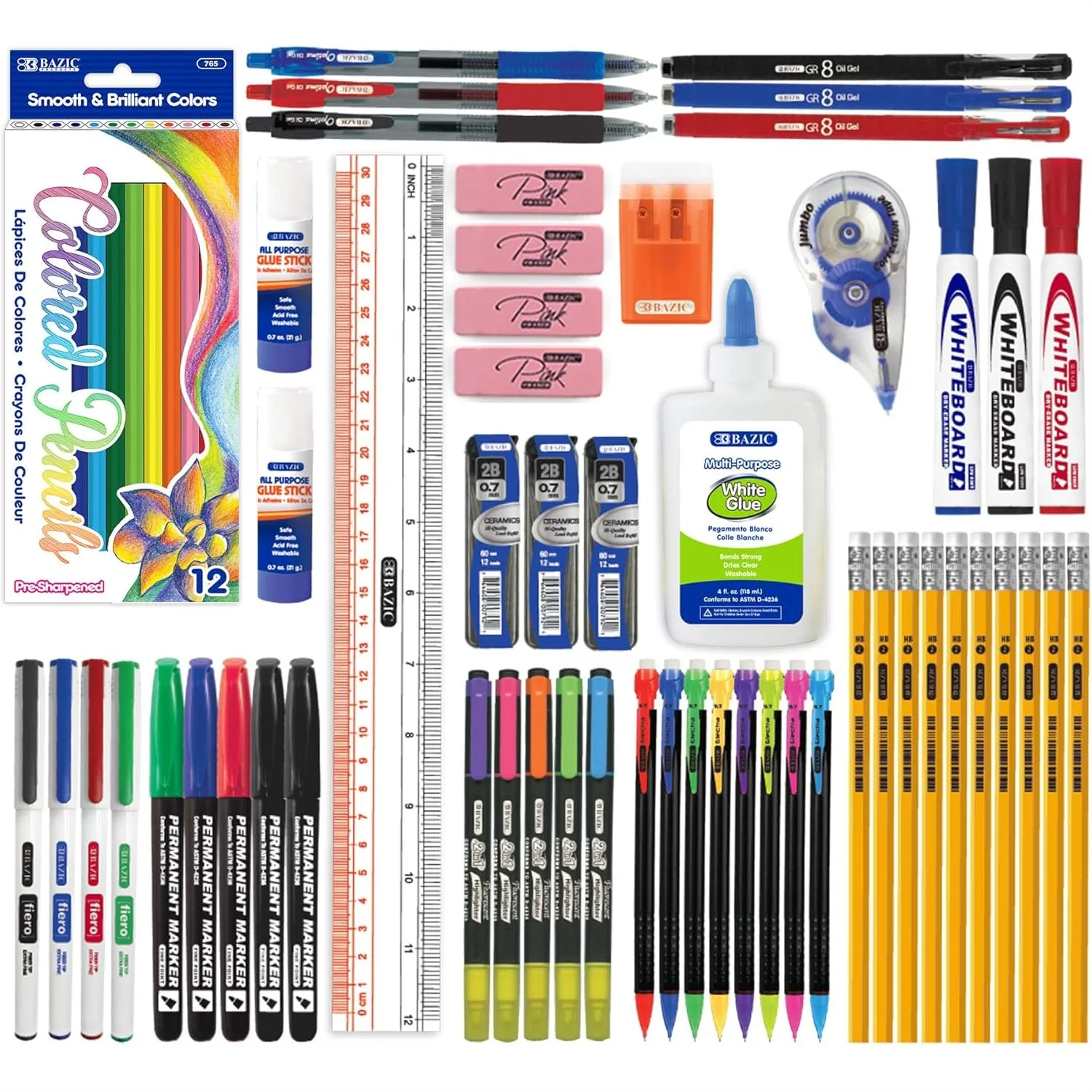 66-Piece School Supplies Kit for K-12 Students, Stationery Essentials with Colored Pencils, Markers, Glue, Erasers &
66-Piece School Supplies Kit for K-12 Students, Stationery Essentials with Colored Pencils, Markers, Glue, Erasers &