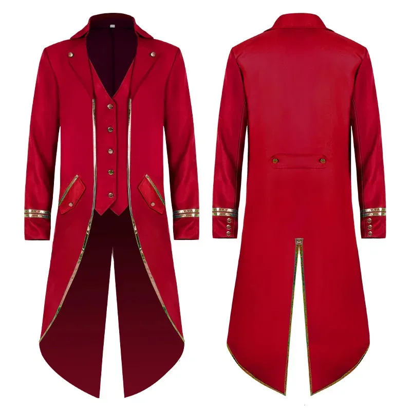 asdh8@Original production of European and American new Halloween tailcoat, medieval retro medium length punk gold border coatCOS
asdh8@Original production of European and American new Halloween tailcoat, medieval retro medium length punk gold border coatCOS