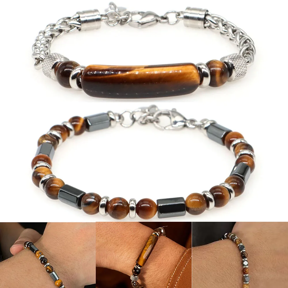 Natural Stone Yellow Tiger Eye Black Obsidian Bead Bracelet for Men Stainless Steel Twist Chain Bangle Jewelry Wristband Gift
Natural Stone Yellow Tiger Eye Black Obsidian Bead Bracelet for Men Stainless Steel Twist Chain Bangle Jewelry Wristband Gift 