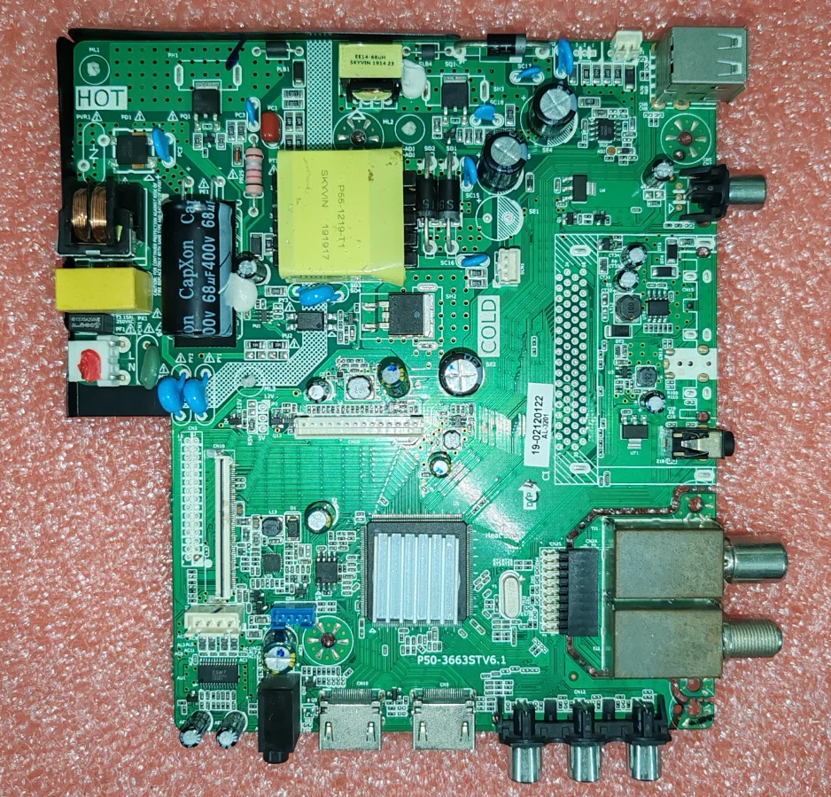 P50-3663STV6.1 Three in one LED TV motherboard, physical photos, tested well for 36--41V 600MA 50w
P50-3663STV6.1 Three in one LED TV motherboard, physical photos, tested well for 36--41V 600MA 50w