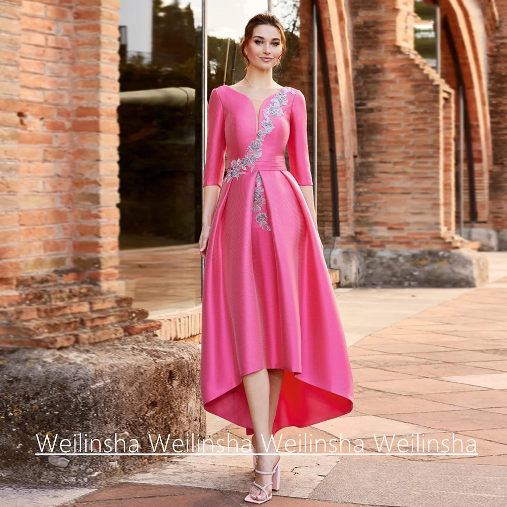 Fuchsia Mother Of The Bride Dress Customized 3/4 Sleeveless Deep V Neck Applique HI-lo Woman Wedding Guest Gown Party Dresses
Fuchsia Mother Of The Bride Dress Customized 3/4 Sleeveless Deep V Neck Applique HI-lo Woman Wedding Guest Gown Party Dresses