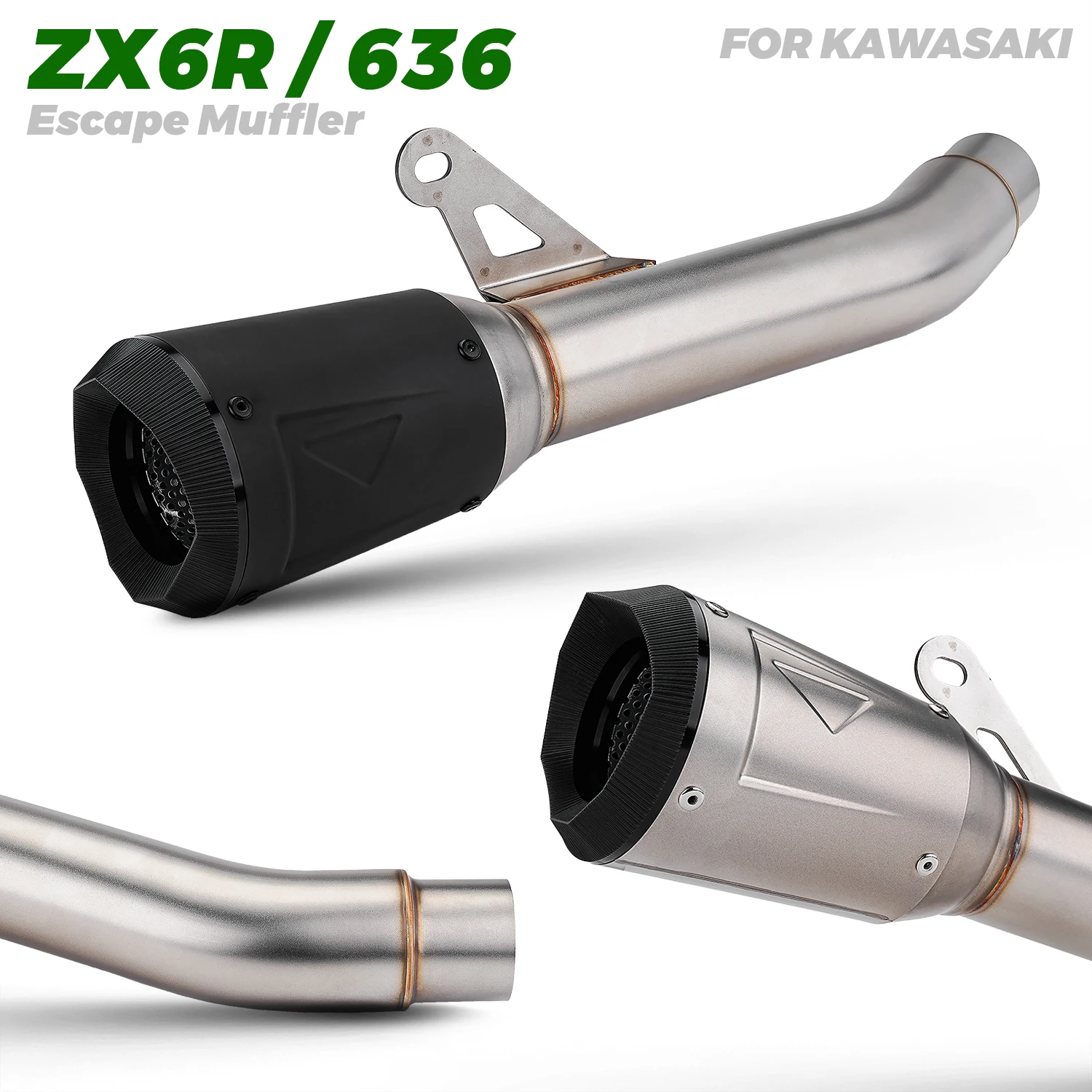 Motorcycle exhaust pipe for ZX6R ZX-6R 2009-2024 stainless steel integrated middle and tail section with muffler for Ninja ZX6R
Motorcycle exhaust pipe for ZX6R ZX-6R 2009-2024 stainless steel integrated middle and tail section with muffler for Ninja ZX6R