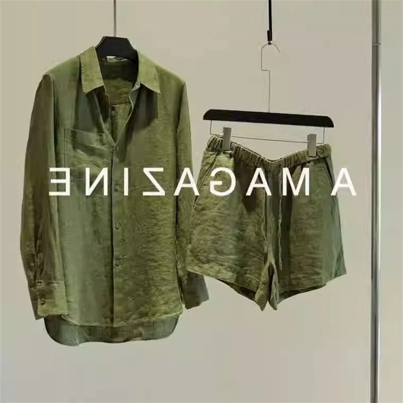 Soft Casual Shorts Suit for Women Summer Green Long Sleeve Top+ Elastic Waist Shorts Two Piece Sets Linen Outfits
Soft Casual Shorts Suit for Women Summer Green Long Sleeve Top+ Elastic Waist Shorts Two Piece Sets Linen Outfits