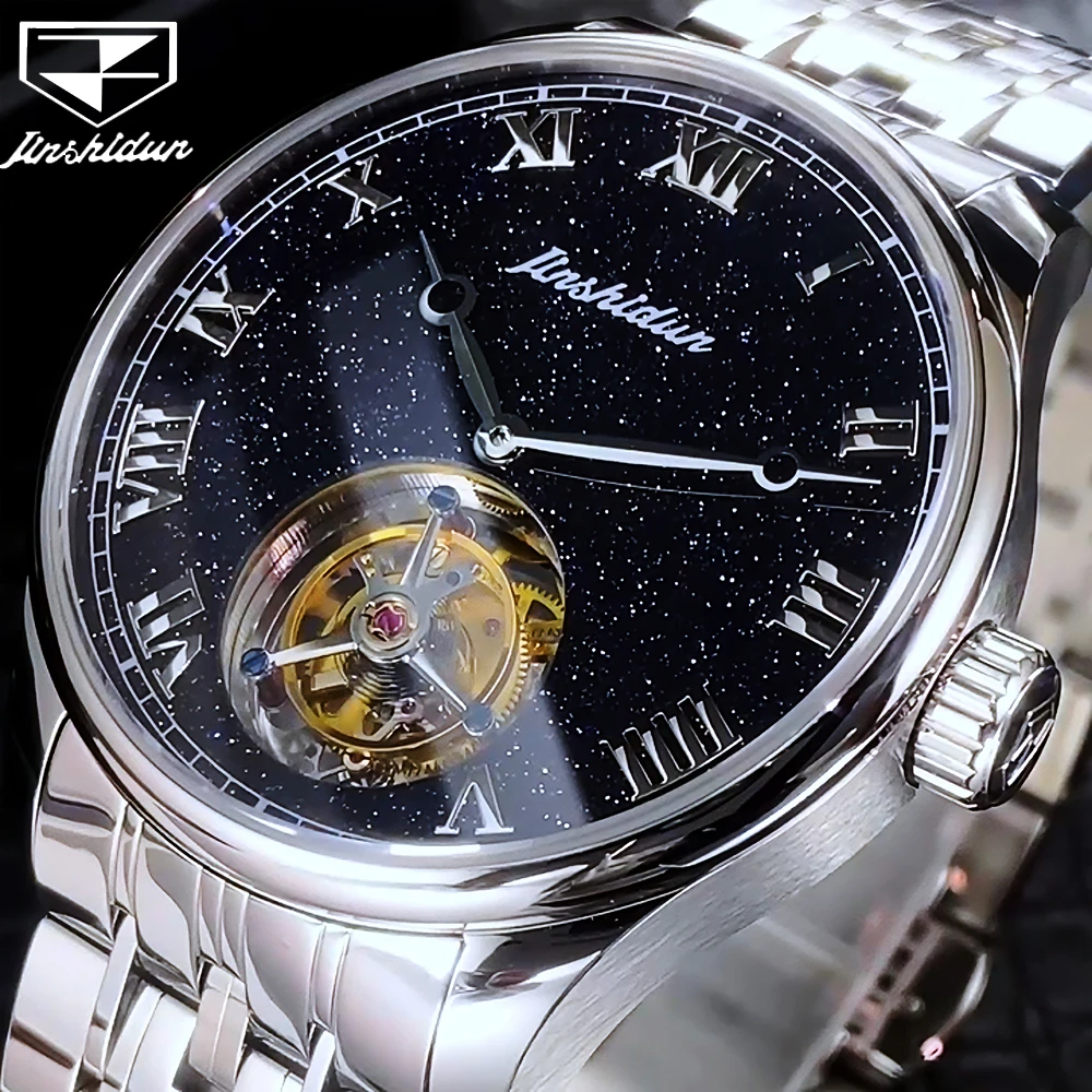 JSDUN мужские часы, лучшие роскошные модные тонкие стальные ремешки, темно-синий циферблат со звездным небом, турбийон, механические наручные часы, сапфировое зеркало
JSDUN мужские часы, лучшие роскошные модные тонкие стальные ремешки, темно-синий циферблат со звездным небом, турбийон, механические наручные часы, сапфировое зеркало