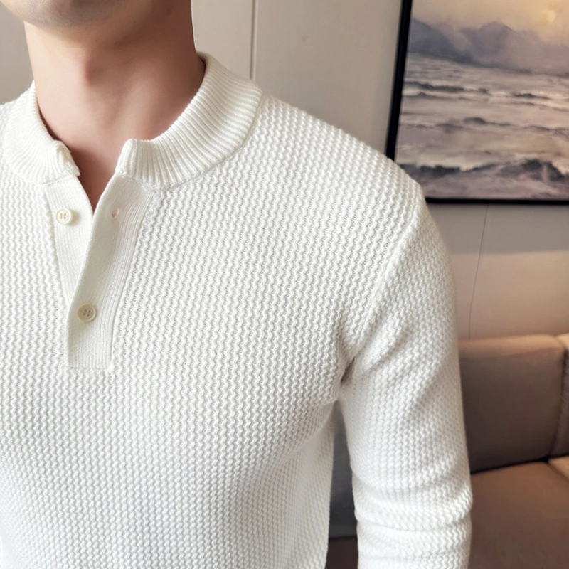 High-quality autumn new texture casual business men's knitted pullover solid color stretch daily commute sweater.
High-quality autumn new texture casual business men's knitted pullover solid color stretch daily commute sweater.