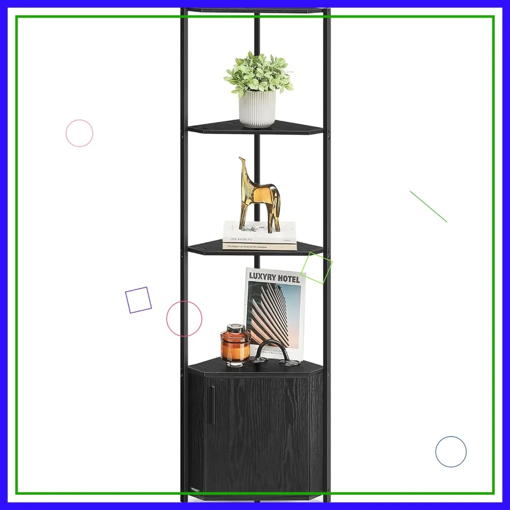5-Tier Corner Shelf with Storage, Space-Saving Cabinet for Living Room, Bedroom, Kitchen, Bathroom in Ebony Black
5-Tier Corner Shelf with Storage, Space-Saving Cabinet for Living Room, Bedroom, Kitchen, Bathroom in Ebony Black