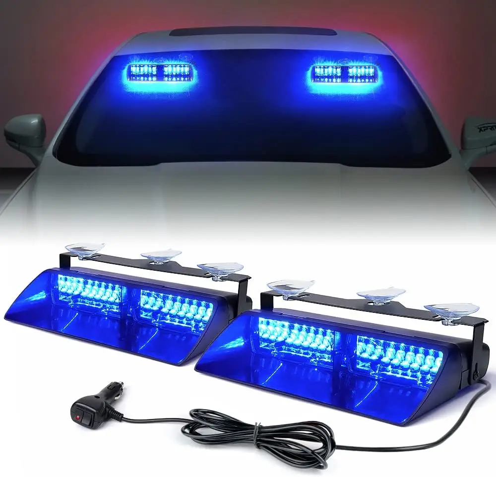 2×11 inch High Intensity Blue 32 LED Emergency Strobe Dash Lights, Interior Windshield Flashing Police Light w/Suction Cups
2×11 inch High Intensity Blue 32 LED Emergency Strobe Dash Lights, Interior Windshield Flashing Police Light w/Suction Cups