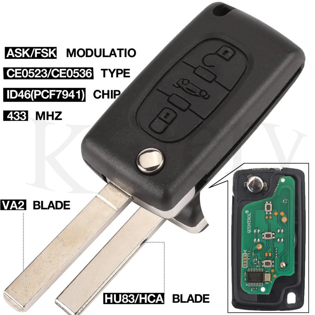 jingyuqin 3 Buttons Car Remote Key for CITROEN C1 C2 C3 C4 C5 Berlingo Picasso Control Alarm (CE0536 523, ASK/FSK, HU83 VA2)
jingyuqin 3 Buttons Car Remote Key for CITROEN C1 C2 C3 C4 C5 Berlingo Picasso Control Alarm (CE0536 523, ASK/FSK, HU83 VA2)