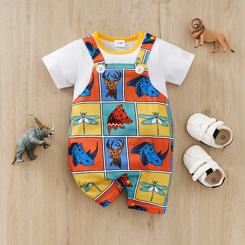 Summer New Newborn Bodysuit Fake Two Piece Backband Pants Comic Grid Comfortable and Breathable Baby Boys and Girls
Summer New Newborn Bodysuit Fake Two Piece Backband Pants Comic Grid Comfortable and Breathable Baby Boys and Girls